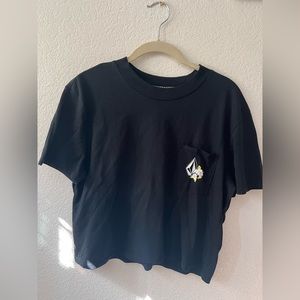 Black cropped pocket t shirt, Volcom, size L fits like a medium